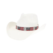 USA Flag Cowboy Hat with Rhinestone Band